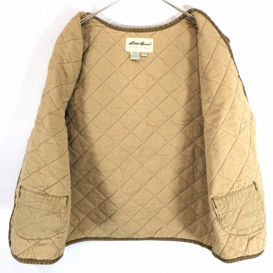 90年代 Eddie Bauer エディーバウアー キルティング ベスト 大きいサイズ アウトドア ライトブラウン (メンズ XXL) 中古 古着 O2000