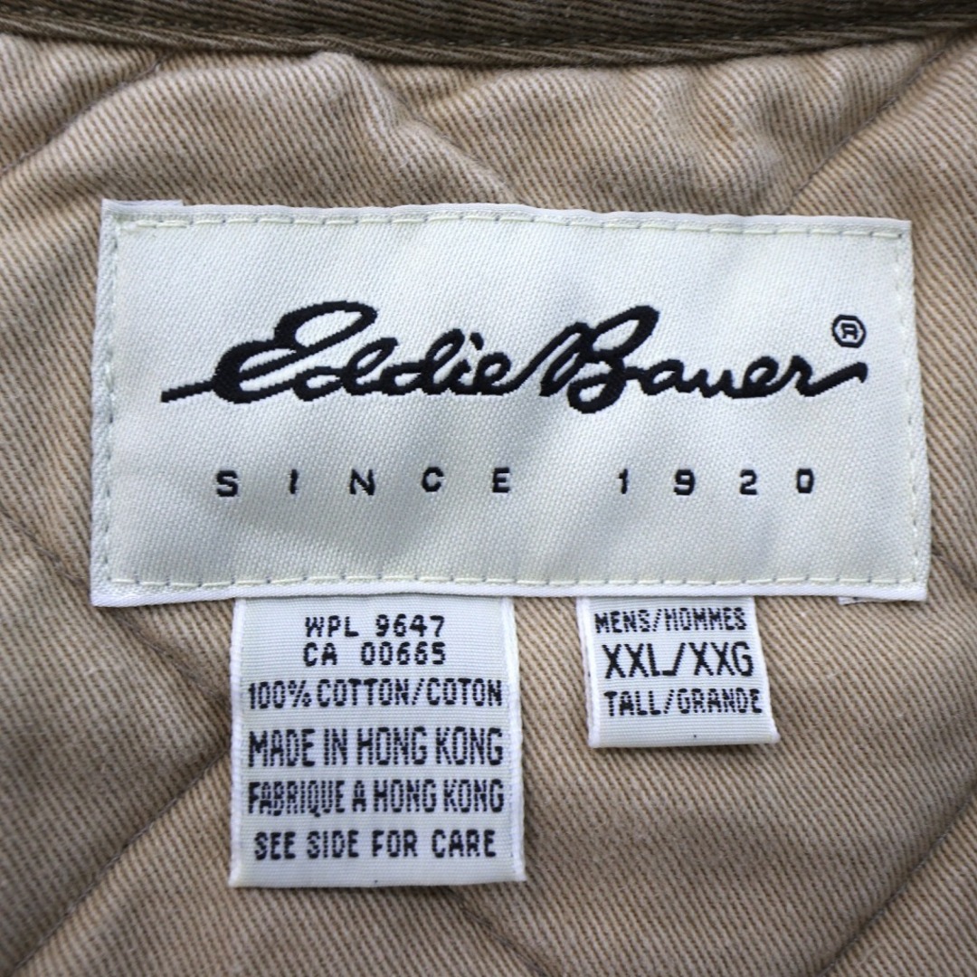 90年代 Eddie Bauer エディーバウアー キルティング ベスト 大きいサイズ アウトドア ライトブラウン (メンズ XXL) 中古 古着 O2000