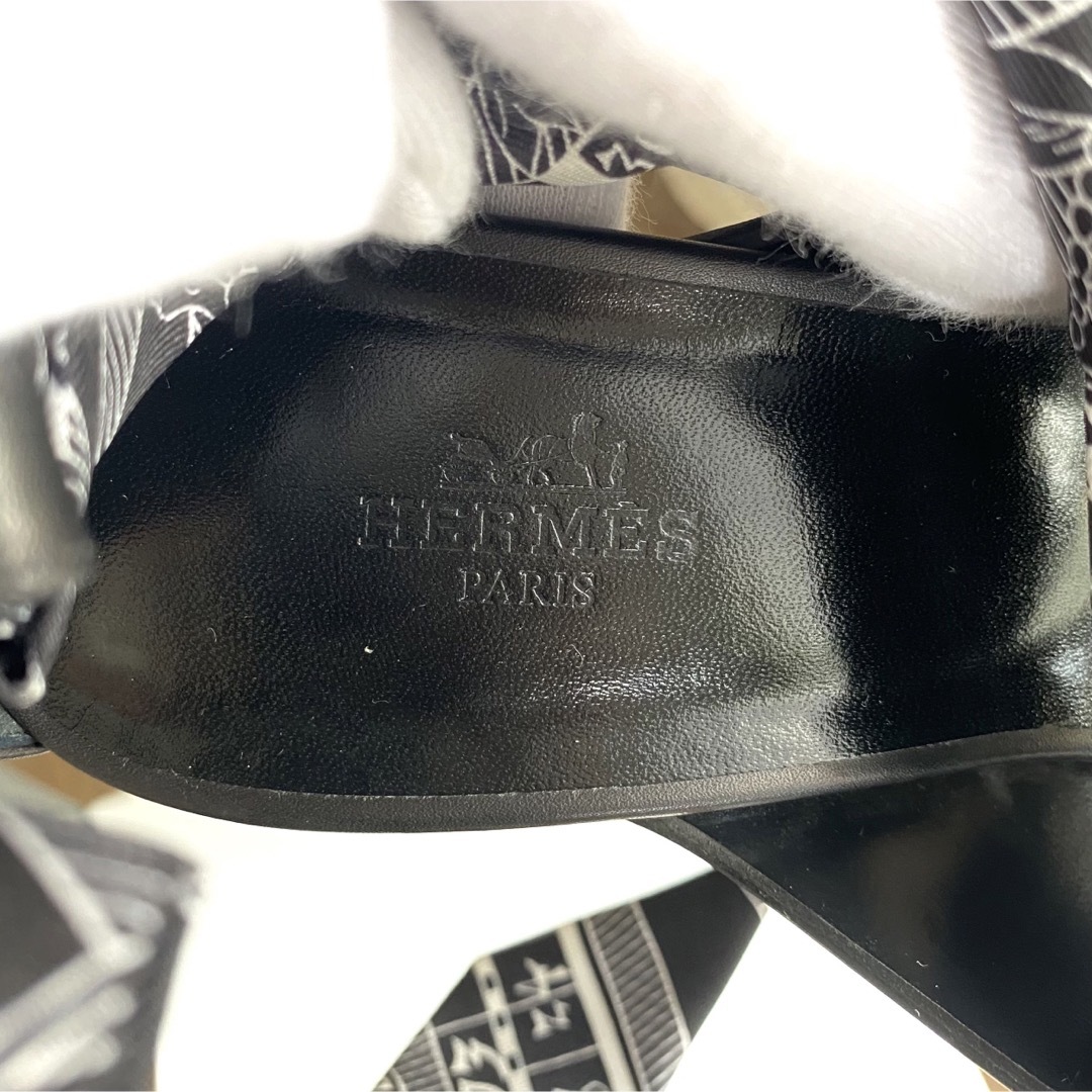未使用】HERMES サンダル シルクリボン パンプス - サンダル
