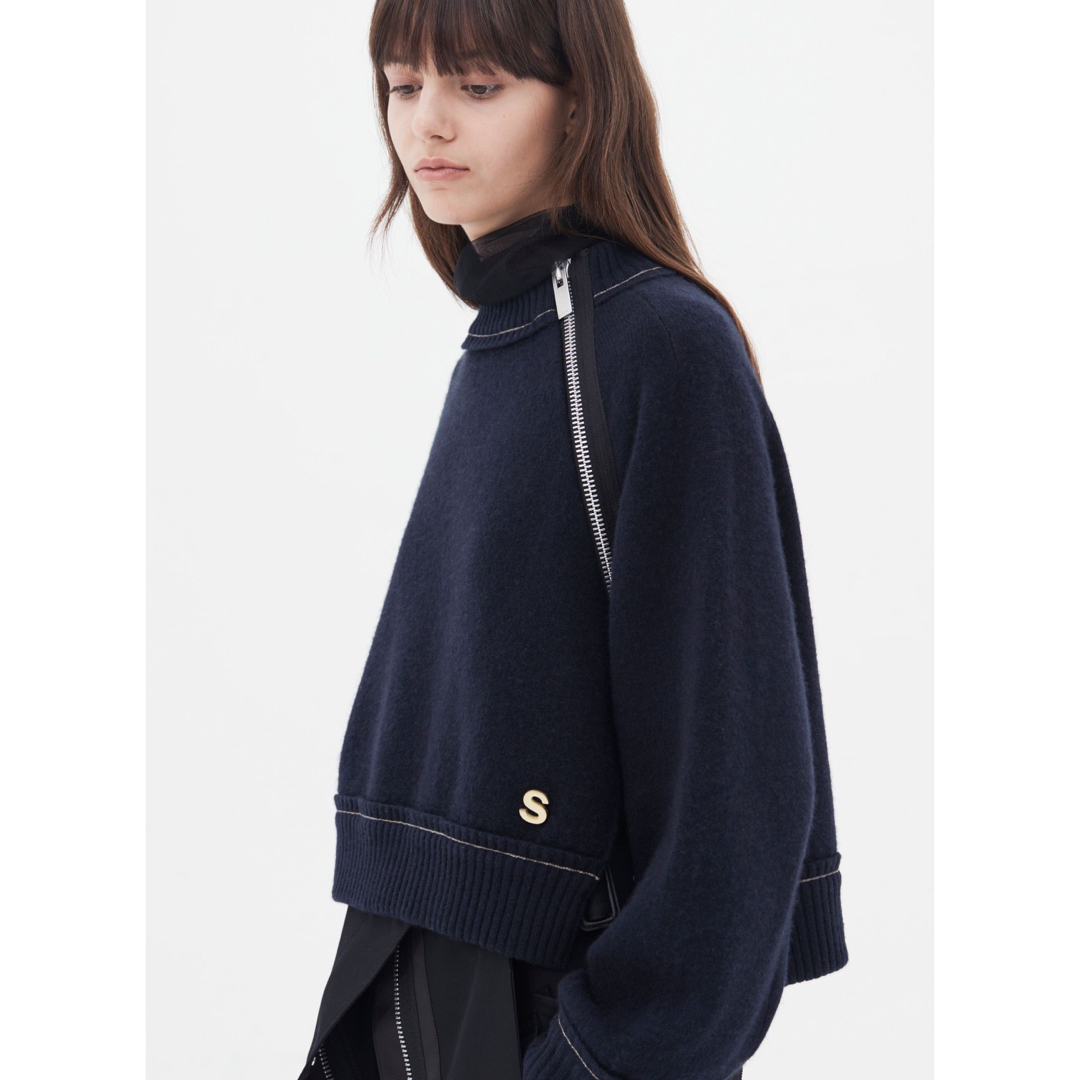 sacai 22AW カシミア ニット カーディガン ネイビー スウェット-