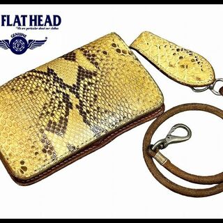 フラットヘッド(THE FLAT HEAD)の専用 フラットヘッド パイソン レザー ミドル ウォレット ウォレットロープ付き(折り財布)