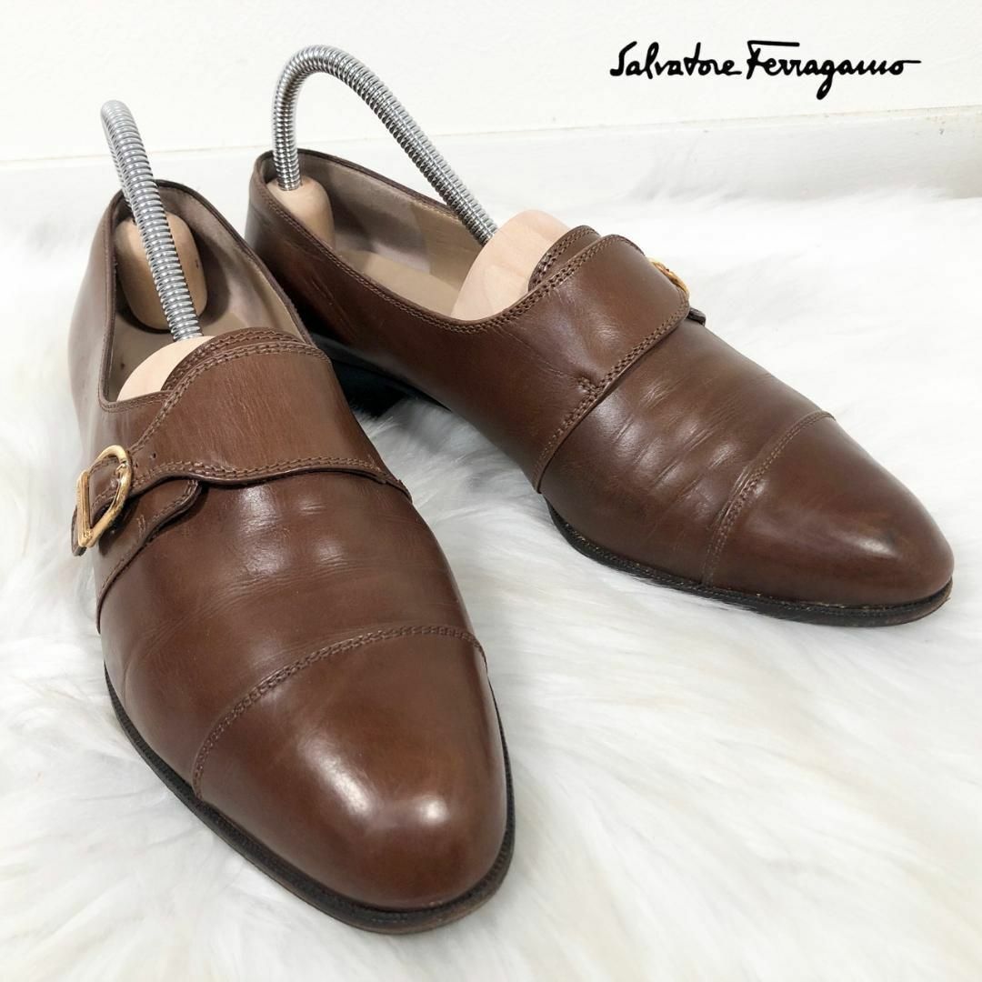 Salvatore Ferragamo フェラガモ レザー モンク 革靴 - ローファー/革靴