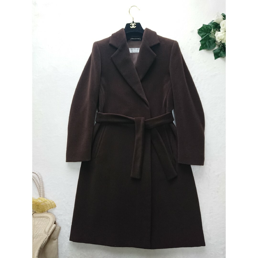 MaxMara 27万 (訳あり) 高級ベルテッドコート アンゴラ