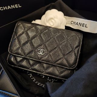 シャネル(CHANEL)のシャネル キャビアスキン チェーンウォレット 財布 ブラック AP1619(財布)