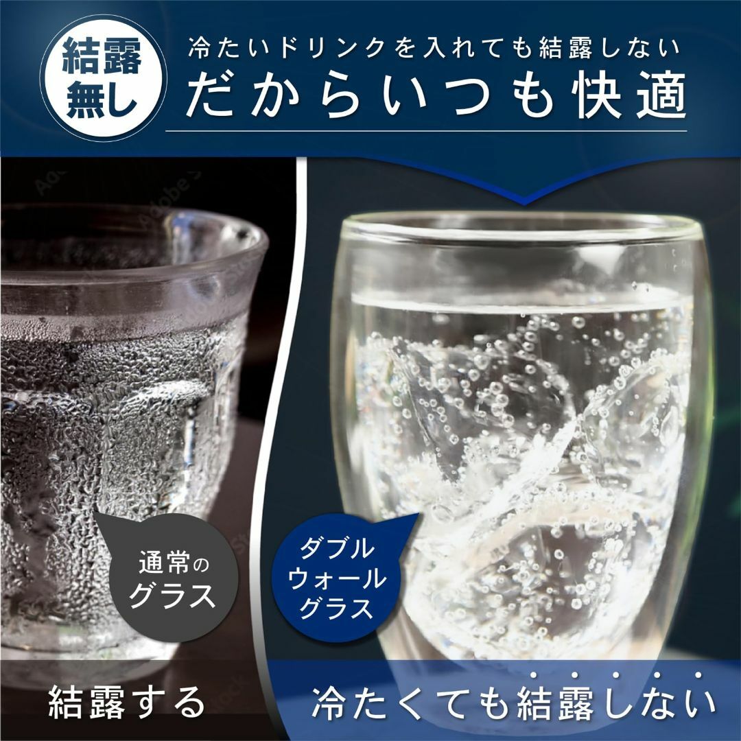 lilbet ダブルウォールグラス 2個セット 250ml コップ 耐熱 ガラス