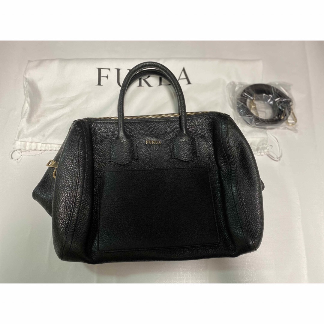 【未使用】FURLA アルバ サッチェル カーフ レザー ミニボストンバッグ