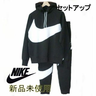 NIKE - 新品未使用 (L)ナイキ黒ビッグスウッシュテックスウェット