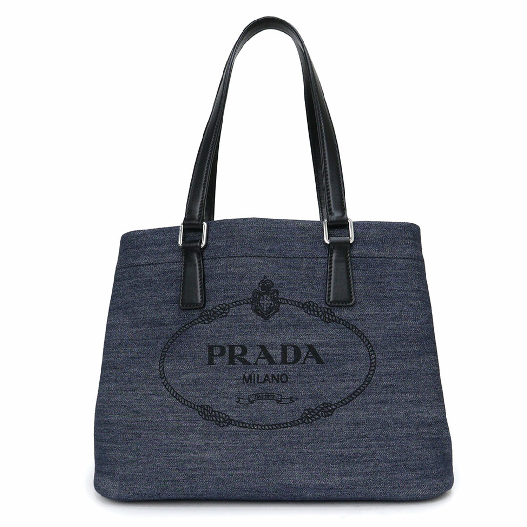 PRADA - プラダ トート ハンドバッグ デニム レザー ブルー NERO