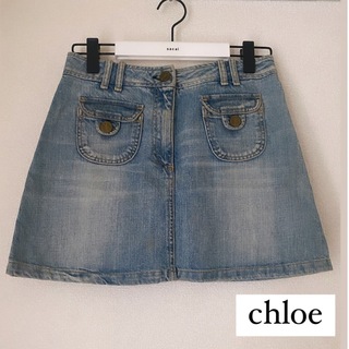 クロエ(Chloe)のChloe クロエ デニムスカート ブルーデニム 34サイズ(ミニスカート)