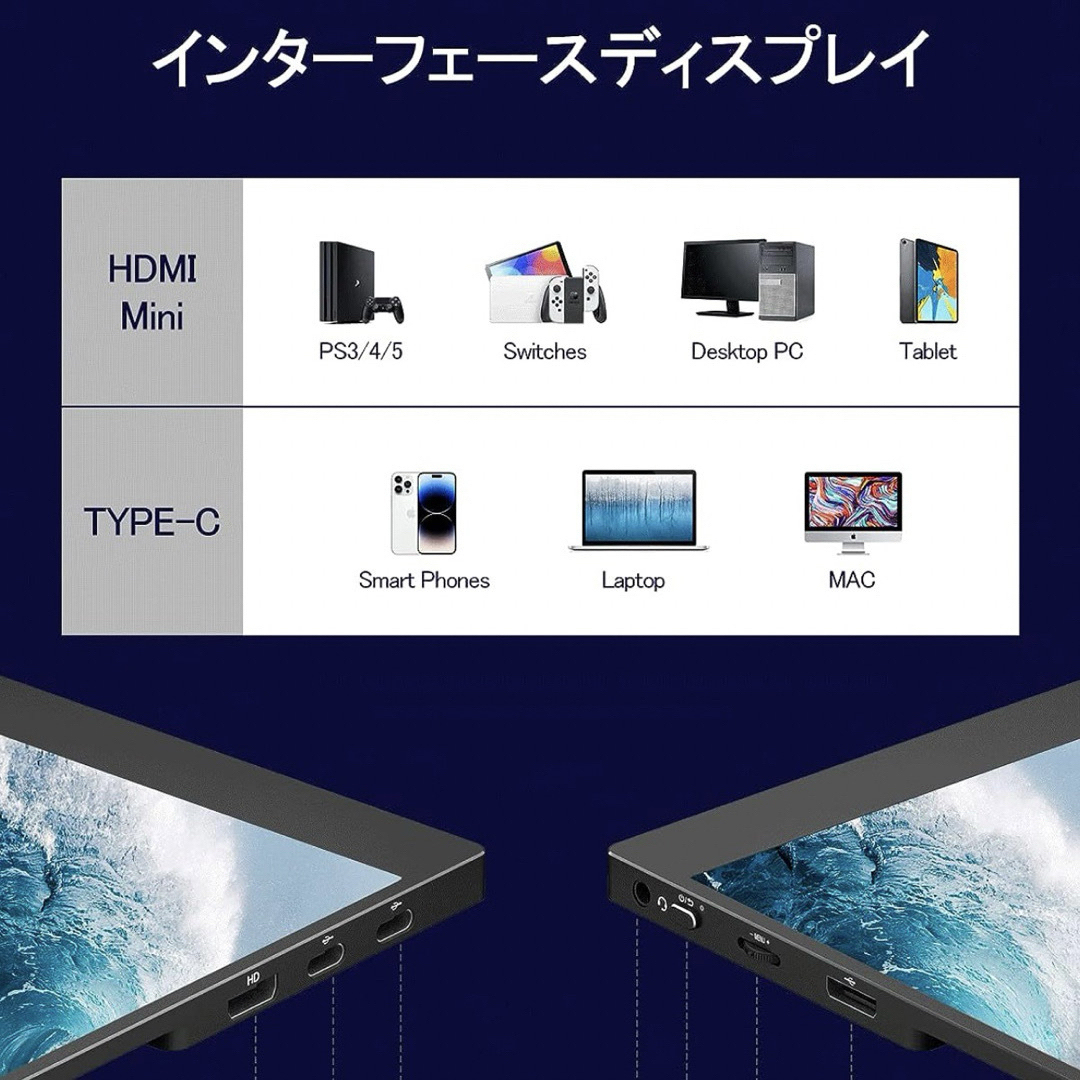 モバイルモニター 16インチ 2.5K QHD  2K以上の高精細ディスプレイ スマホ/家電/カメラのPC/タブレット(ディスプレイ)の商品写真