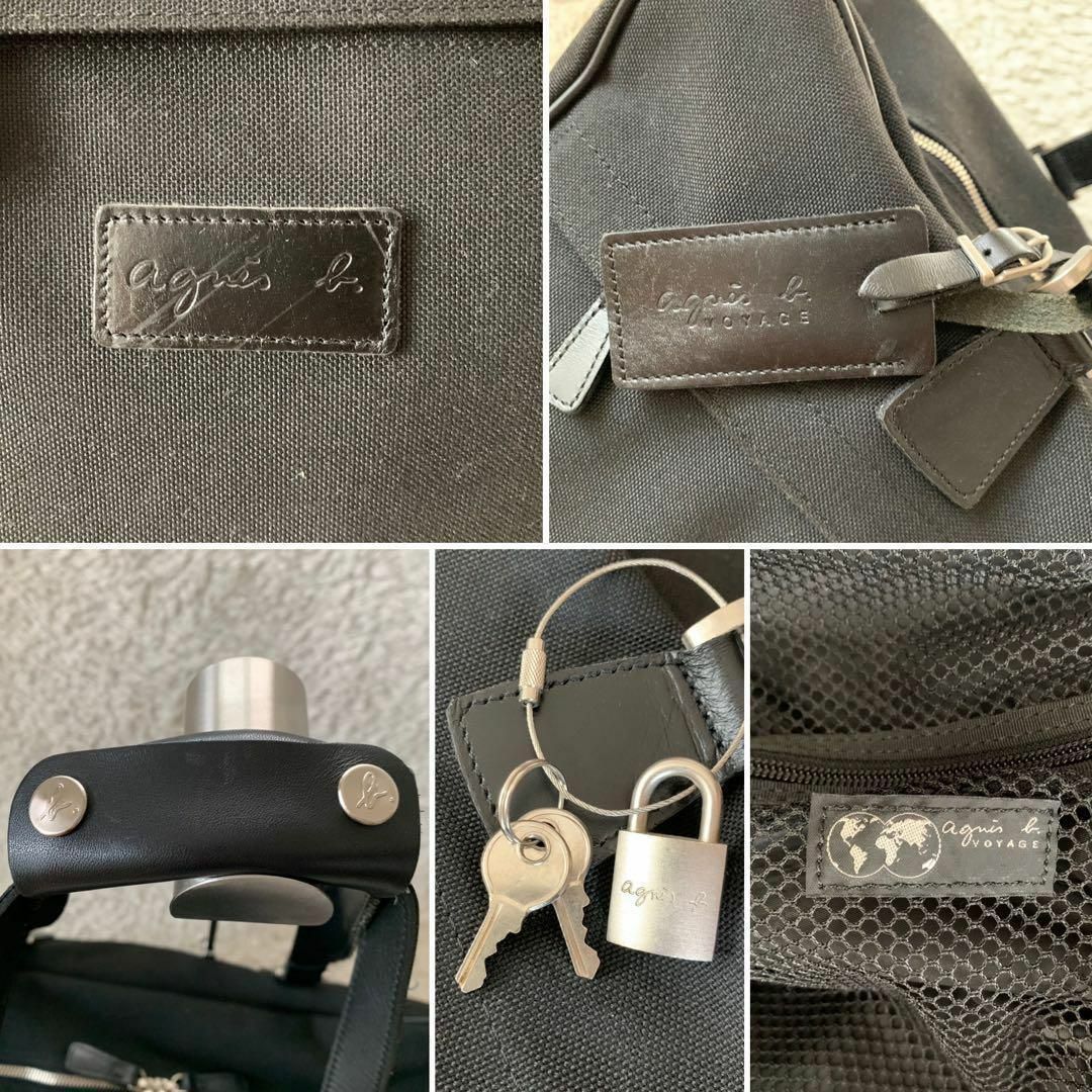 ★美品 アニエスベー ボストンバッグ 2way 南京錠 キャンバス レザー 黒