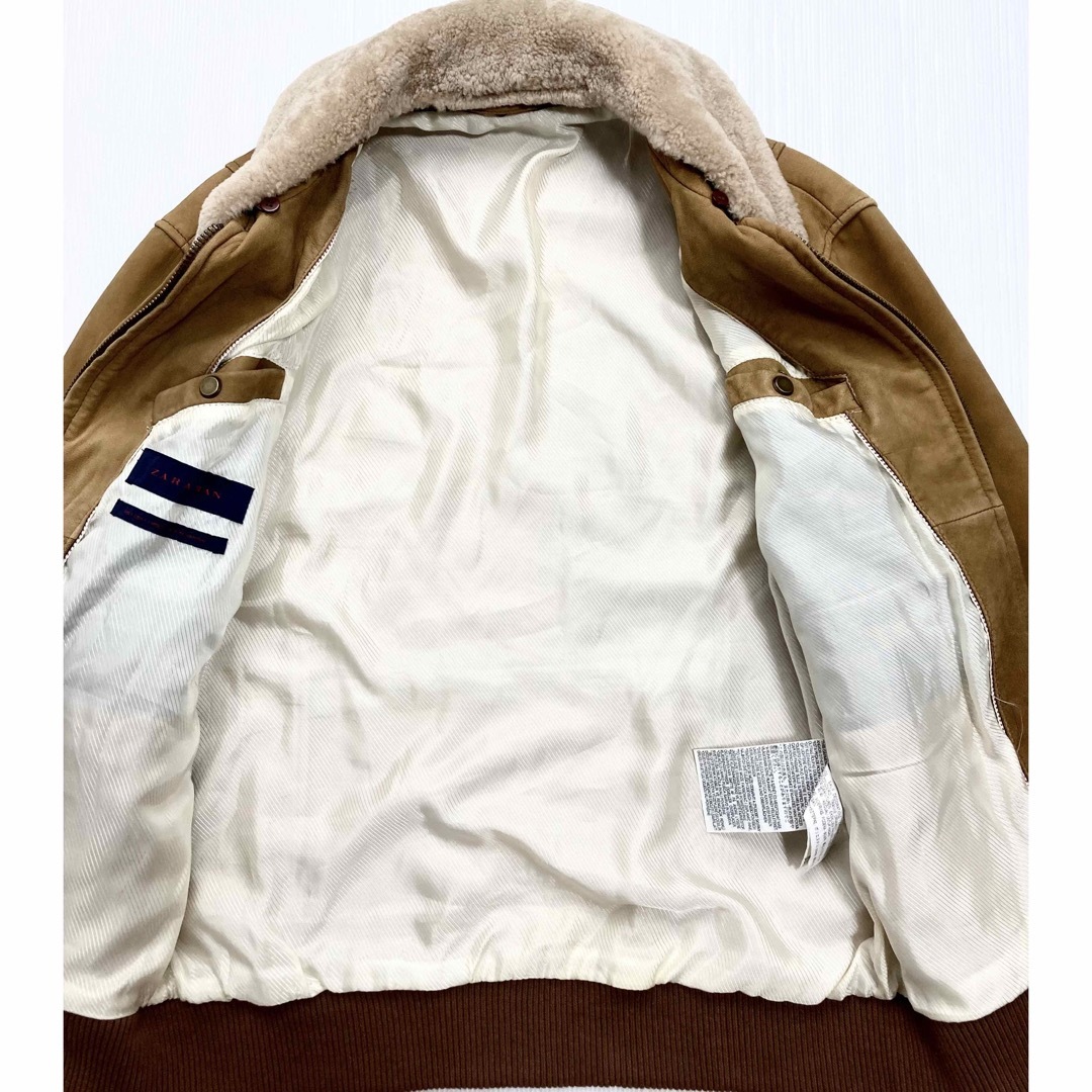 ZARA(ザラ)のzara man 襟ボア シープスキン レザージャケット ムートン メンズのジャケット/アウター(レザージャケット)の商品写真