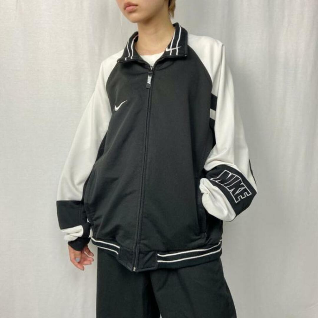 90s 日本製】NIKE ナイキ☆刺繍ロゴ トラックジャケット XL 黒-