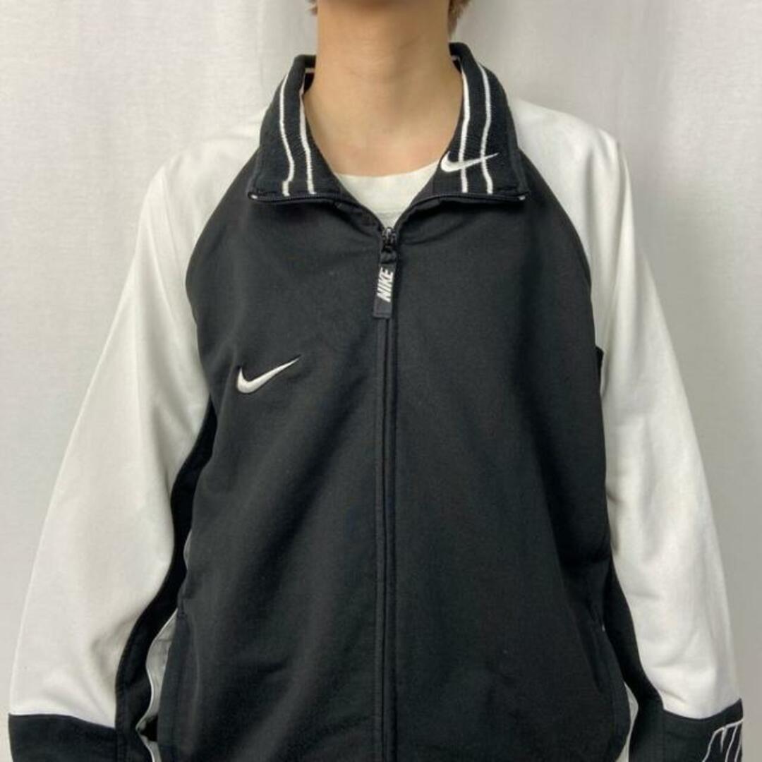 90s 日本製】NIKE ナイキ☆刺繍ロゴ トラックジャケット XL 黒-