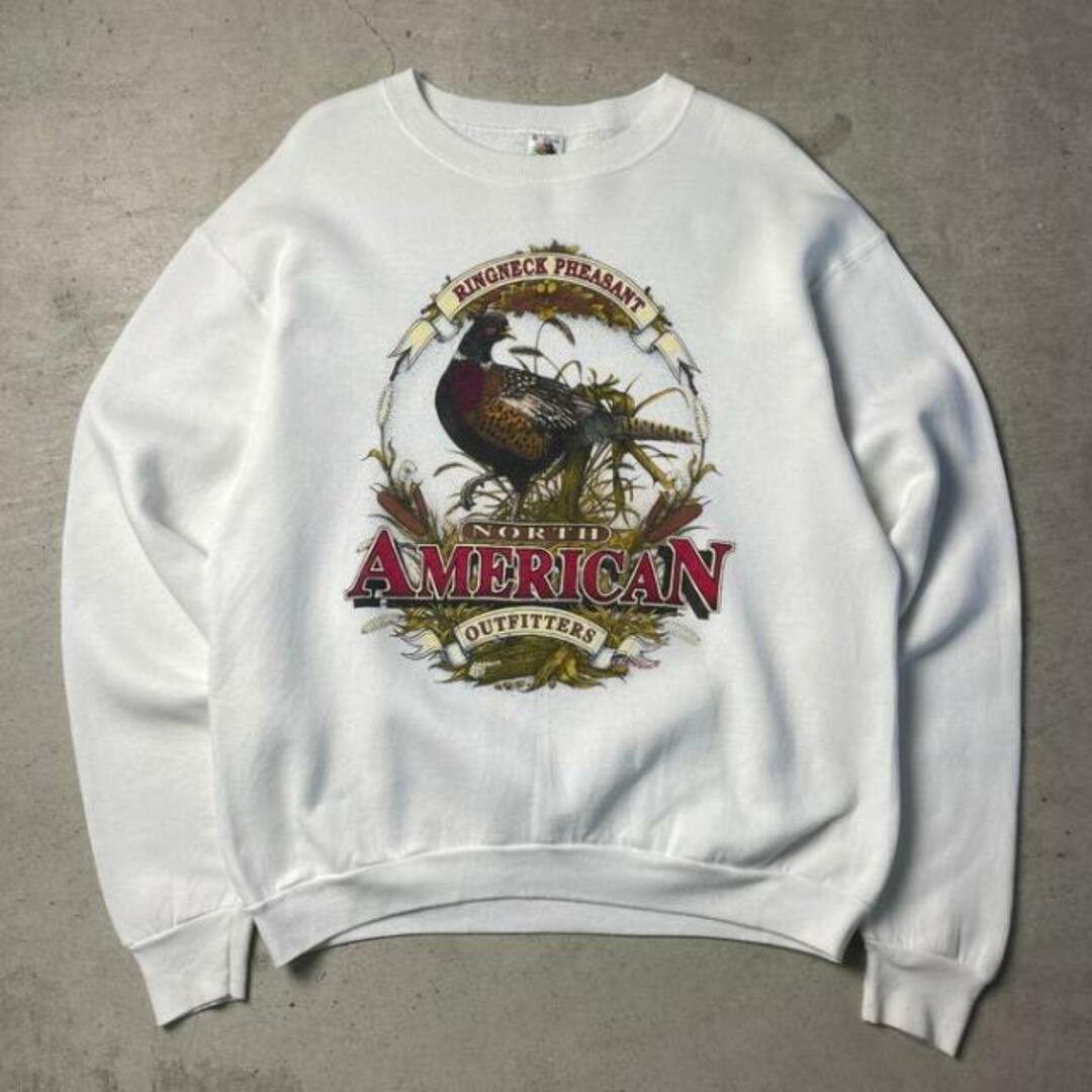 90年代 USA製 NORTH AMERICAN OUTFITTERS キジ 鳥 プリント スウェットシャツ メンズXL