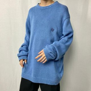 ヴィンテージ CHAPS コットンニット 刺繍ロゴ オレンジ XL