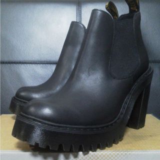 ドクターマーチン(Dr.Martens)の【極美品】Dr.Martens HURSTON UK3 黒 厚底 チェルシー(ブーツ)