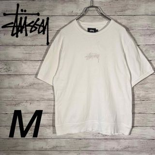 ステューシー(STUSSY)の『人気モデル』ステューシー　Tシャツ　センター刺繍ロゴ　定番　白×白　【M】(Tシャツ/カットソー(半袖/袖なし))