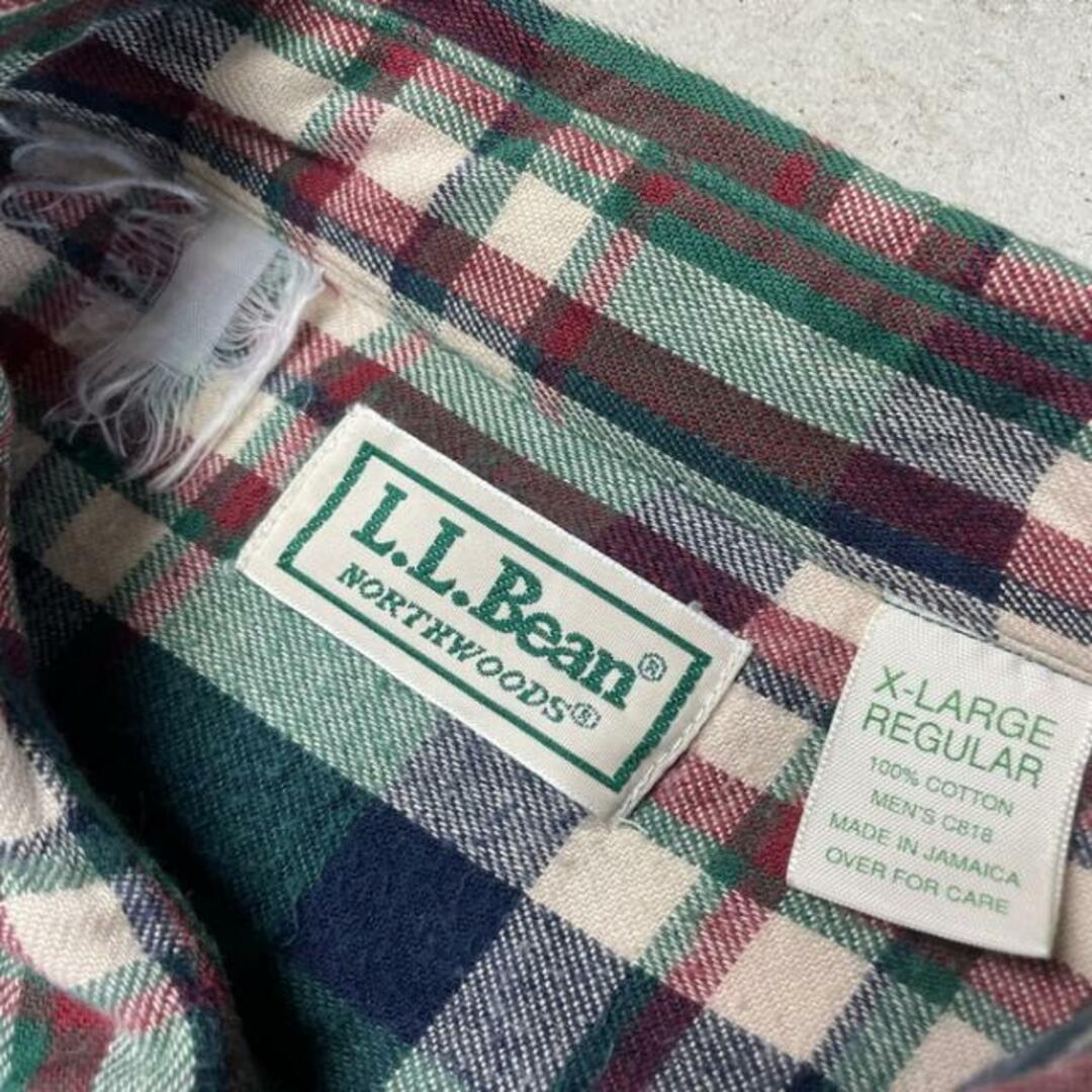 L.L.Bean エルエルビーン ネルチェックシャツ 裏ボア カーキ メンズ L