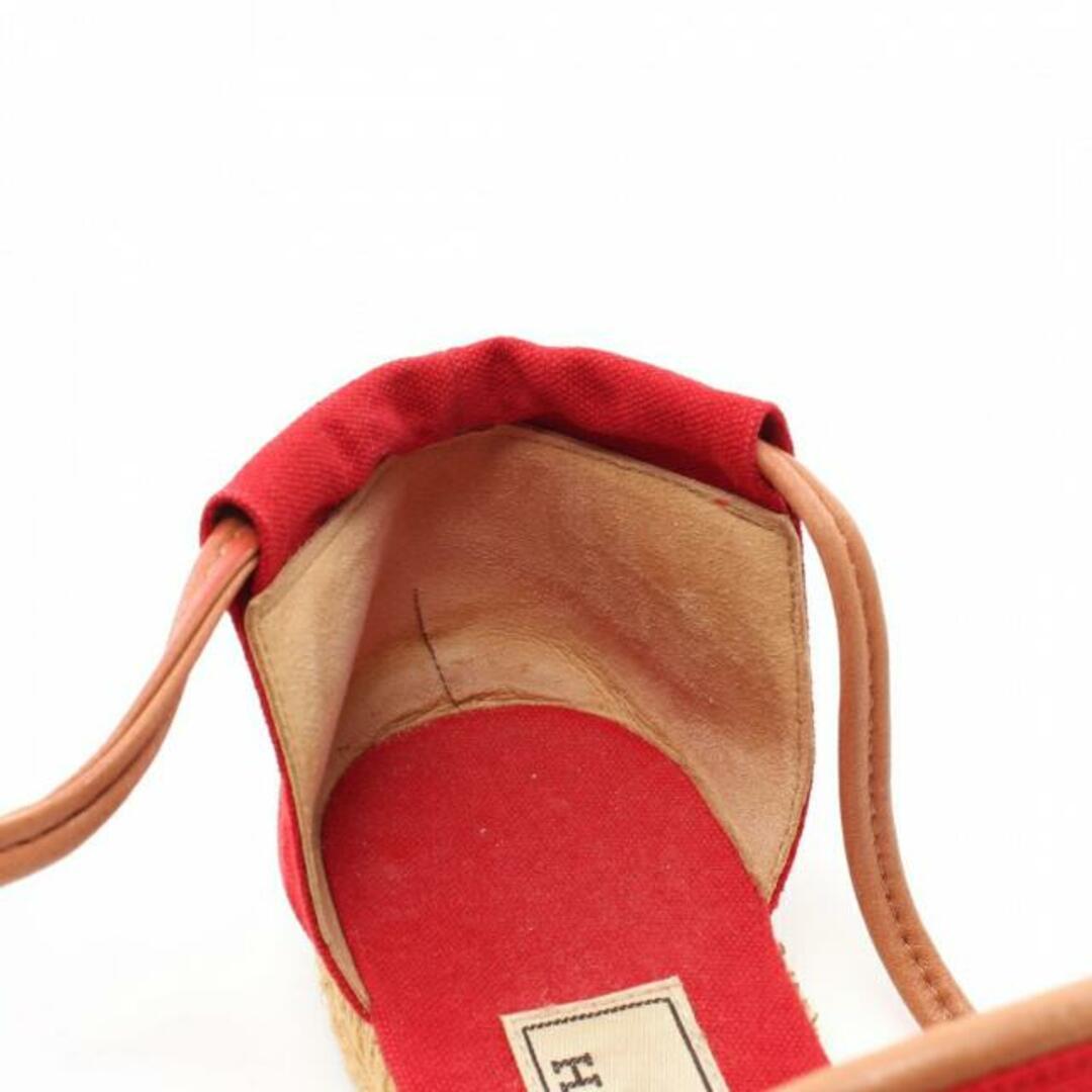 Hermes - レースアップ フラットシューズ キャンバス レザー レッド