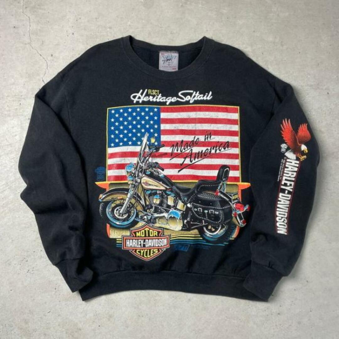 80年代 USA製 Harley-Davidson ハーレーダビッドソン イーグル ロゴプリント スウェットシャツ メンズXLメンズ