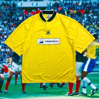 ナイキ(NIKE)の90s UK製 フランスワールドカップ ブラジル代表 ゲームシャツ ユニフォーム(Tシャツ/カットソー(半袖/袖なし))