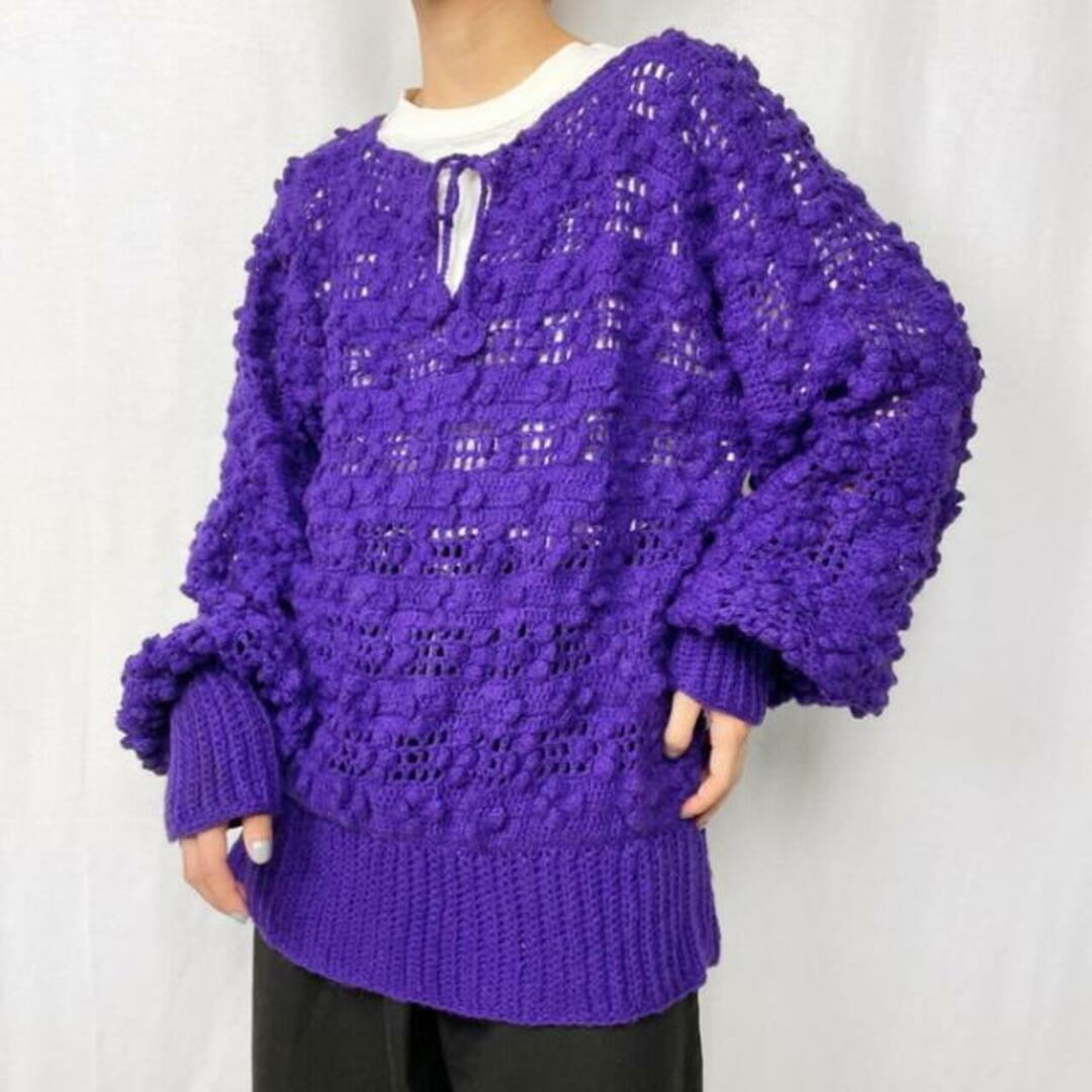 ヴィンテージ ポップコーンニット かぎ針編み 透かし編み ニットセーター レディースXL相当ニット/セーター