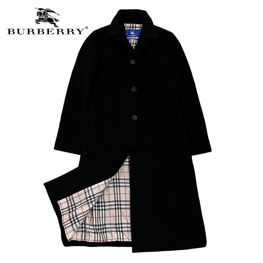 BURBERRY LONDON 】シルク混 ノバチェックロングコート 38-