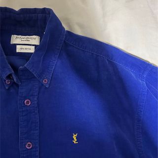 イヴサンローラン(Yves Saint Laurent)のYVES SAINT LAURENT コーデュロイシャツ 青(シャツ)