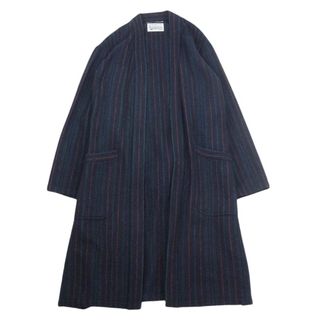 ワコマリア(WACKO MARIA)のWACKO MARIA ワコマリア MULTI STRIPED GOWN COAT ウール リネン ガウン コート ネイビー系 M【中古】(その他)