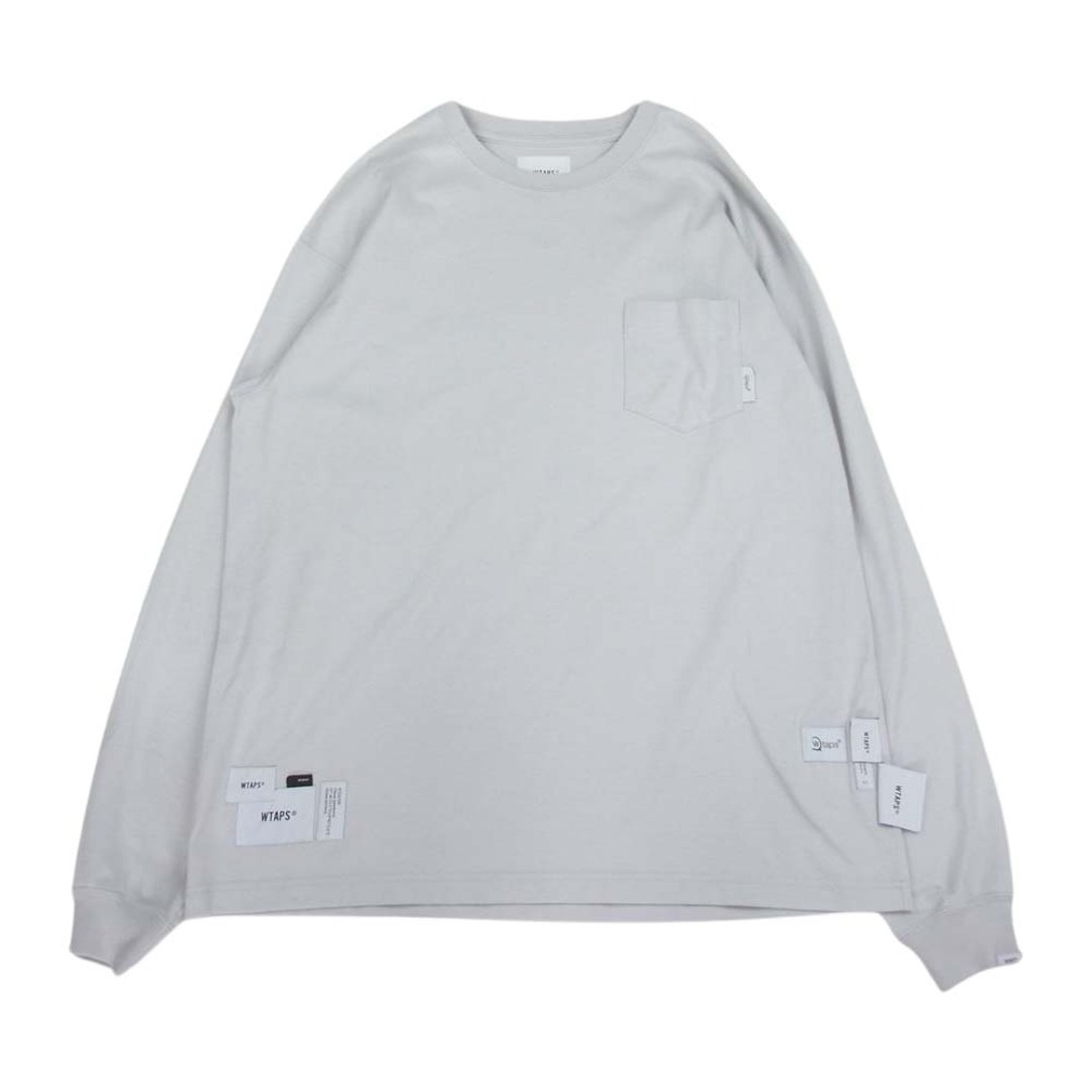 WTAPS ダブルタップス 21SS 211ATDT-CSM16 INSECT 01/LS/COPO インセクト ロゴ ポケット 長袖 Tシャツ ロングスリーブ ロンT ライトグレー 03