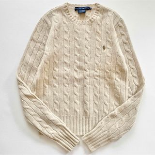 ラルフローレン(Ralph Lauren)の美品◆ラルフローレン◆ウールカシミヤ　ケーブルセーター　ニット　刺繍　カシミア(ニット/セーター)