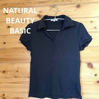 エヌナチュラルビューティーベーシック(N.Natural beauty basic)のナチュラルビューティーベーシックポロシャツ 黒 レディース M♡110(ポロシャツ)