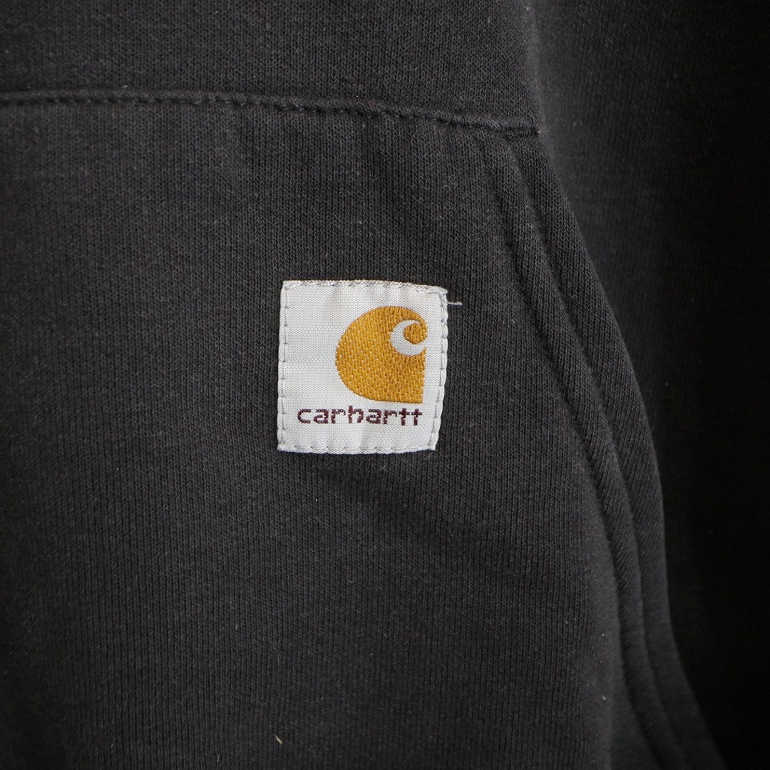 carhartt(カーハート)のCarhartt カーハート ワンポイントロゴ パーカー 刺繍 プルオーバー フーディー ブラック (メンズ S) 中古 古着 O3733 メンズのトップス(パーカー)の商品写真