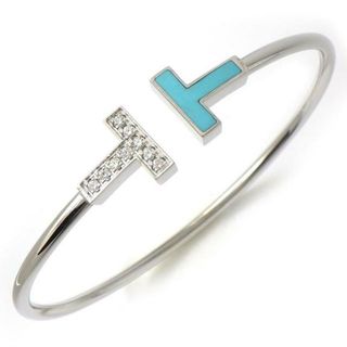 ティファニー(Tiffany & Co.)のティファニー Tiffany & Co. バングル Tワイヤー 64029029 ダイヤモンド ターコイズ トルコ石 K18WG / #M 【中古】(ブレスレット/バングル)