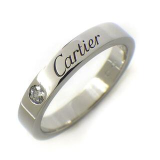 カルティエ(Cartier)のカルティエ Cartier リング C ドゥ カルティエ ウェディング バンド B4051300 エングレーブド ロゴ 3mm 1ポイント ダイヤモンド 0.03ct PT950 8号 / #48 【中古】(リング(指輪))