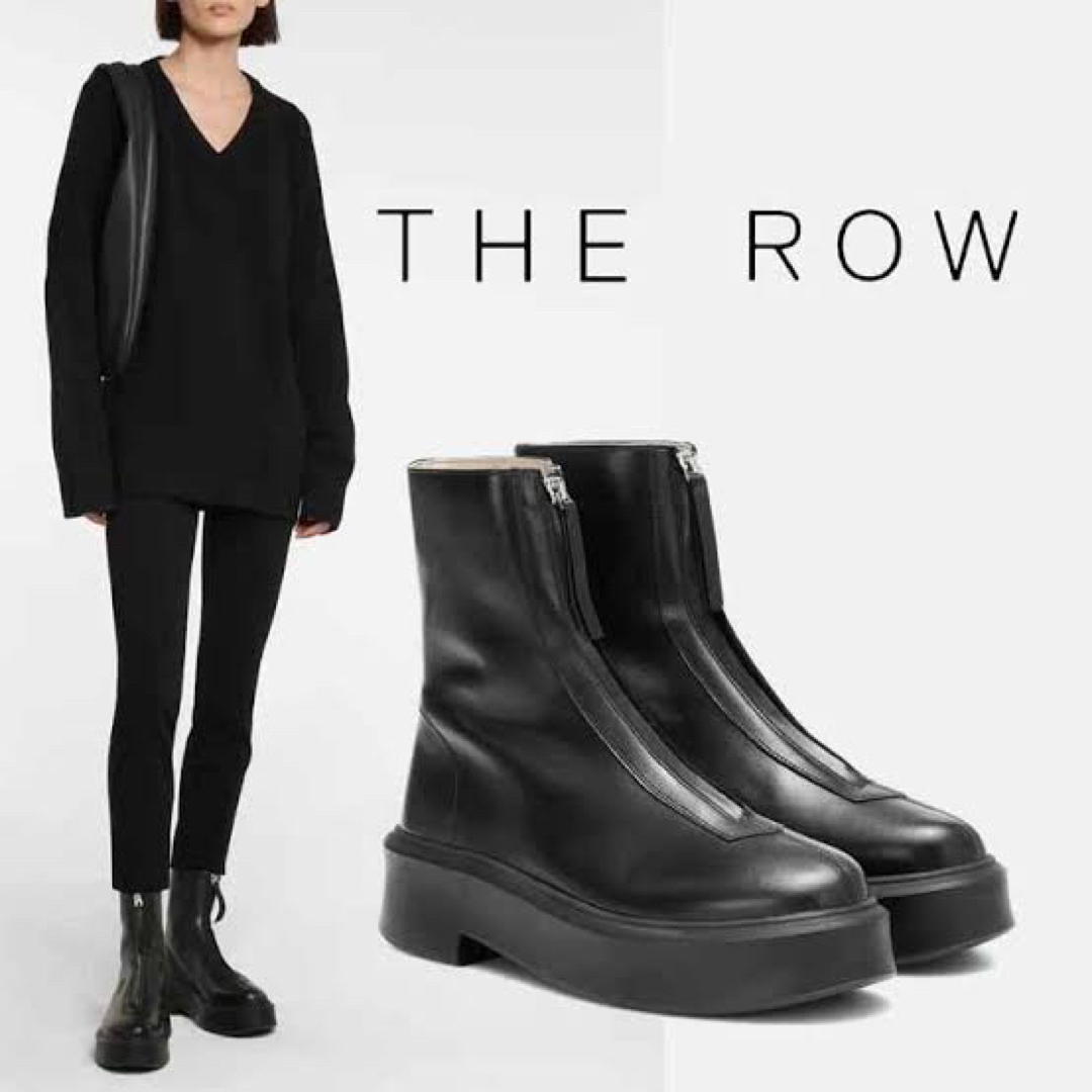 THE ROW - ☆ザロウ THE ROW ジップ アンクル ブーツ ブラック 36.5