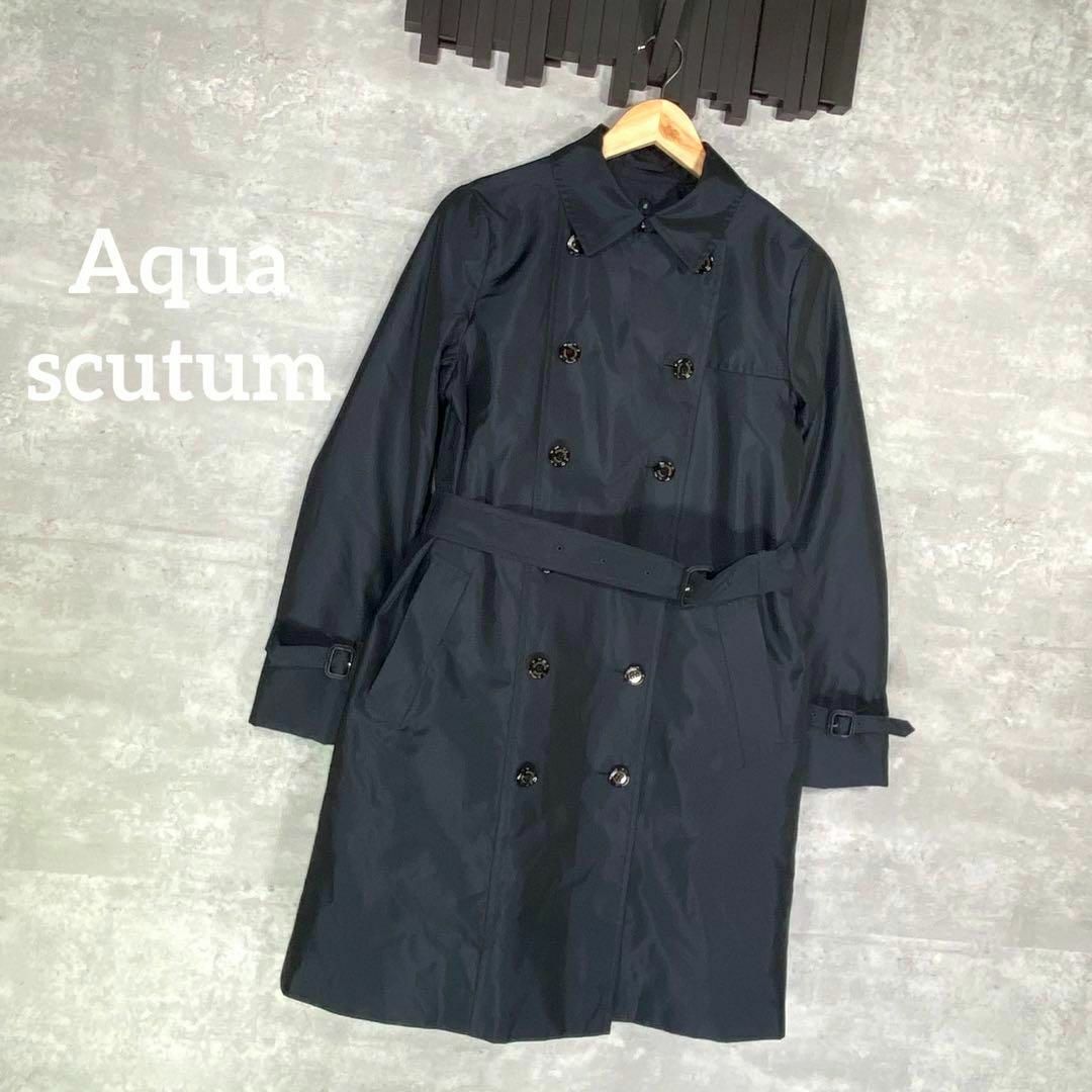 『Aquascutum』アクアスキュータム(8) ライナー付きトレンチコート素材ナイロンポリエステル絹牛革