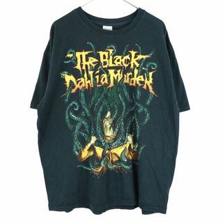 GILDAN ギルダン THE BLACK DAHLIA MURDER 半袖Ｔシャツ アメカジ 丸首 バンド ブラック (メンズ XL) 中古 古着 O3768(Tシャツ/カットソー(半袖/袖なし))