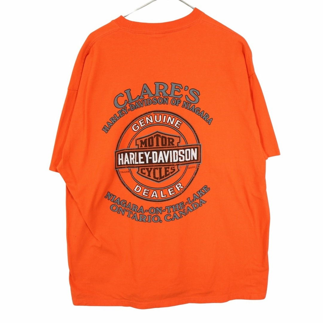 ハーレーダビッドソン　00s Tシャツ　半袖　両面プリント　オレンジ