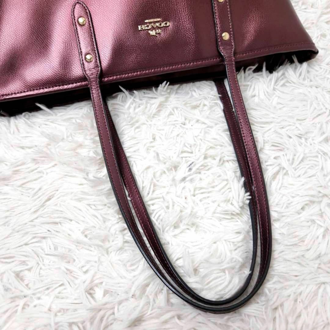 【希少】COACH トートバッグ　PVC メタリックチェリー　A4収納　ロゴ金具 5