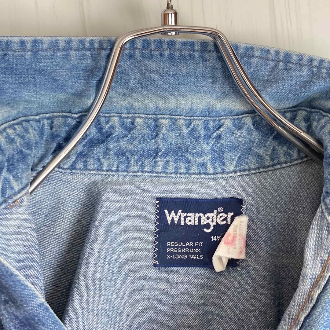 80s USA製 ラングラー WRANGLER デニム ウエスタンシャツ S