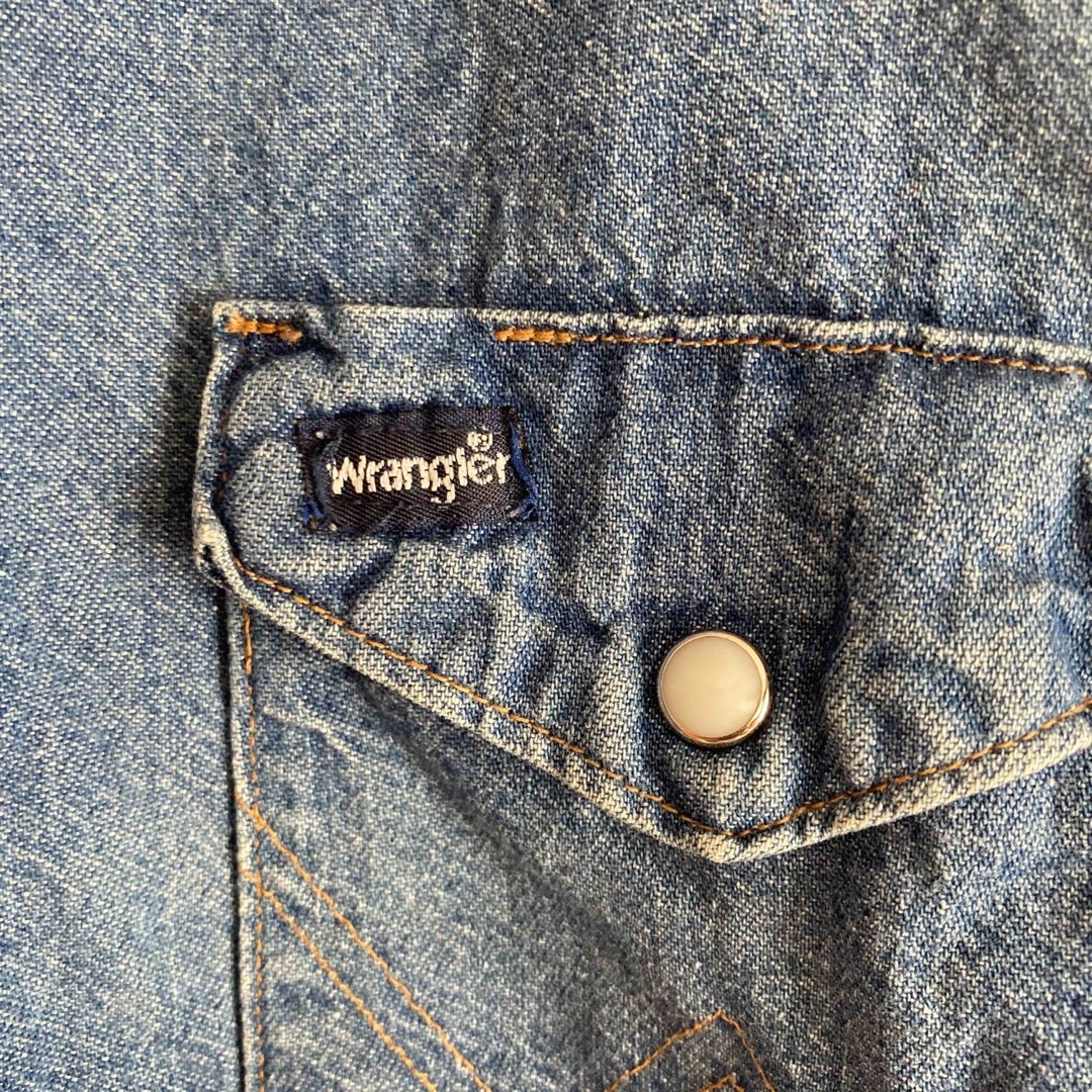 80s USA製 ラングラー WRANGLER デニム ウエスタンシャツ S