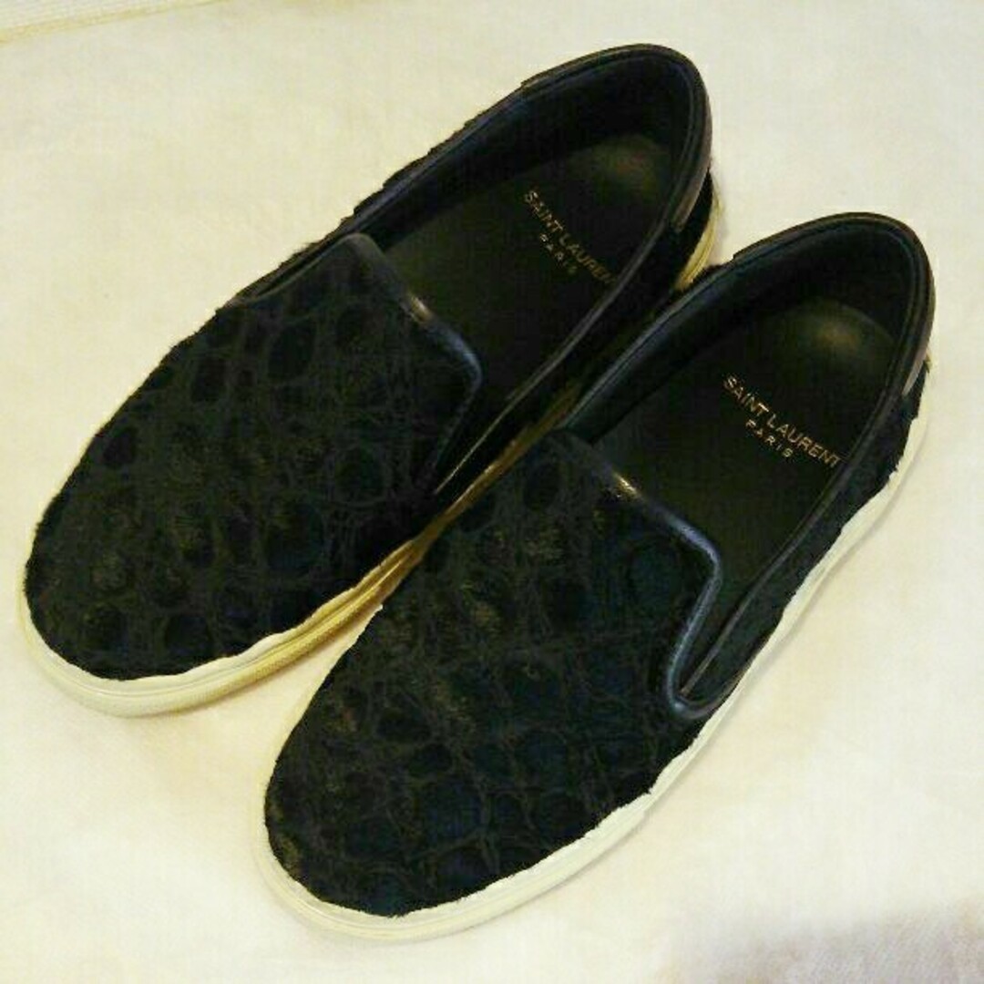 極美品☆SAINT LAURANTスリッポン黒22.5-
