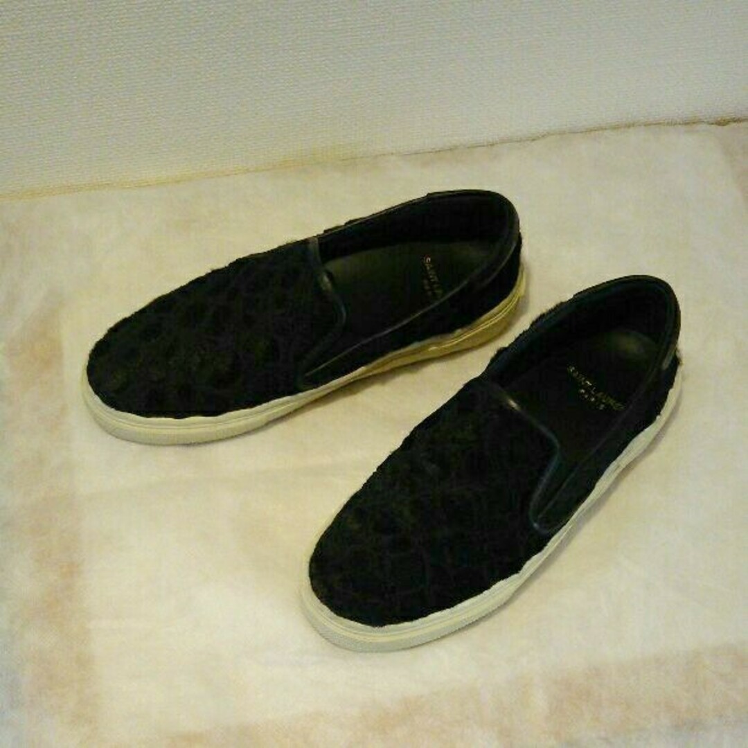 極美品☆SAINT LAURANTスリッポン黒22.5-