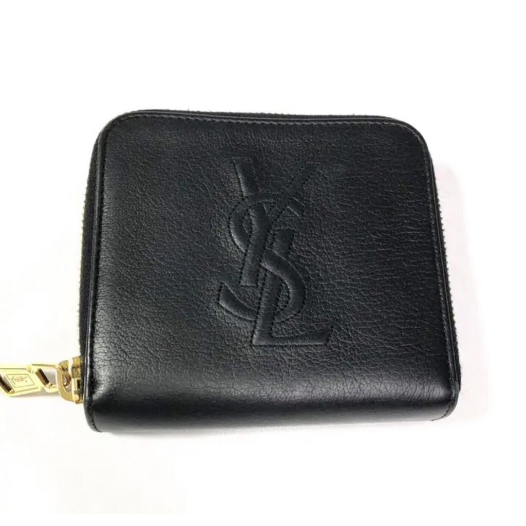 Yves Saint Laurent(イヴサンローラン)の美品 イヴサンローラン レザー 二つ折り ラウンド 財布 レディースのファッション小物(財布)の商品写真