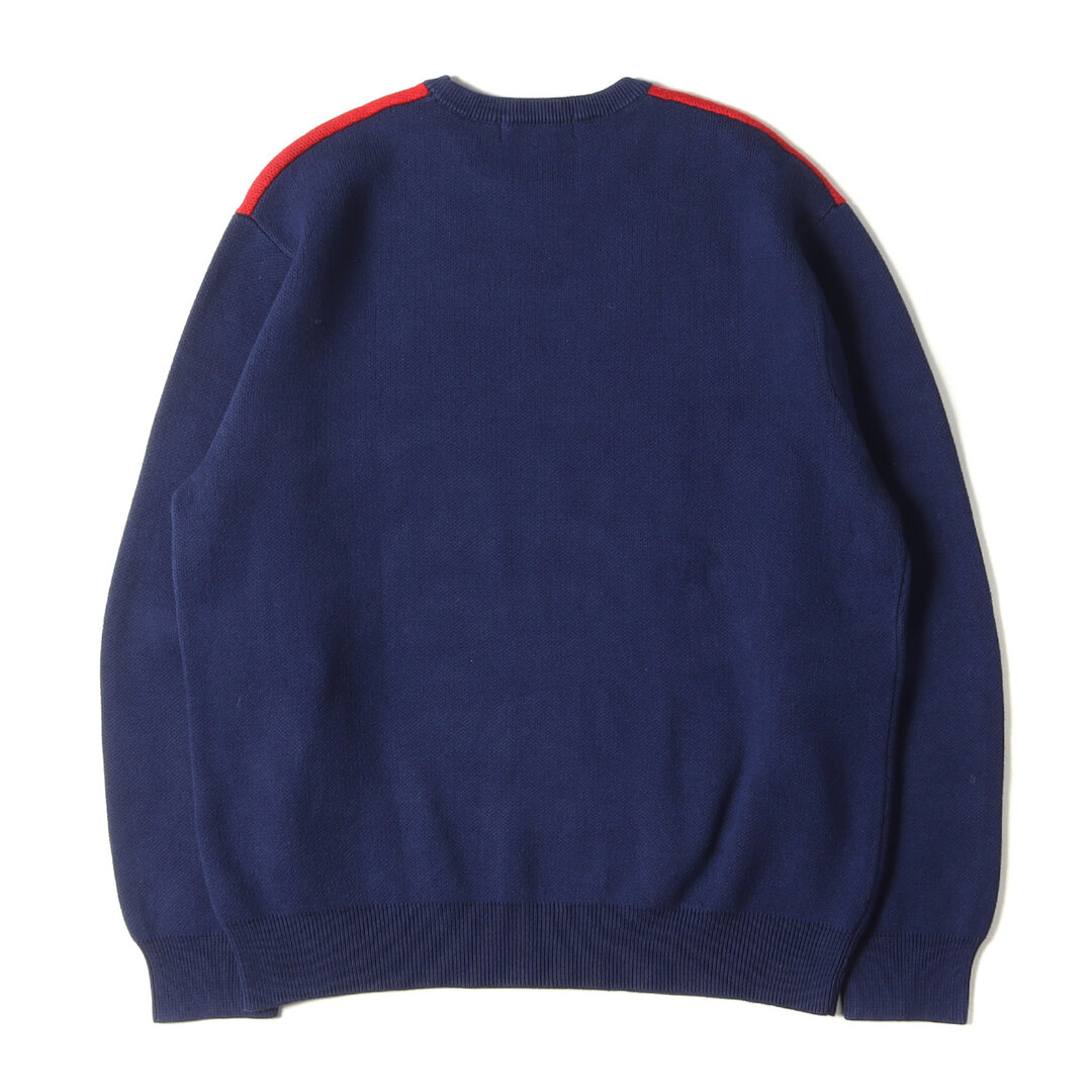 Supreme シュプリーム ニット サイズ:M ブランドロゴ クルーネック コットン ニット セーター Logo Repeat Sweater  18AW ネイビー 紺 トップス カジュアル 長袖 【メンズ】【中古】