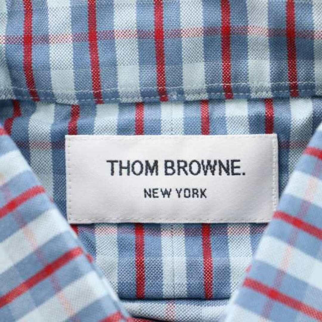 THOM BROWNE ボタンダウンシャツ チェック 長袖 0 XS 青 7