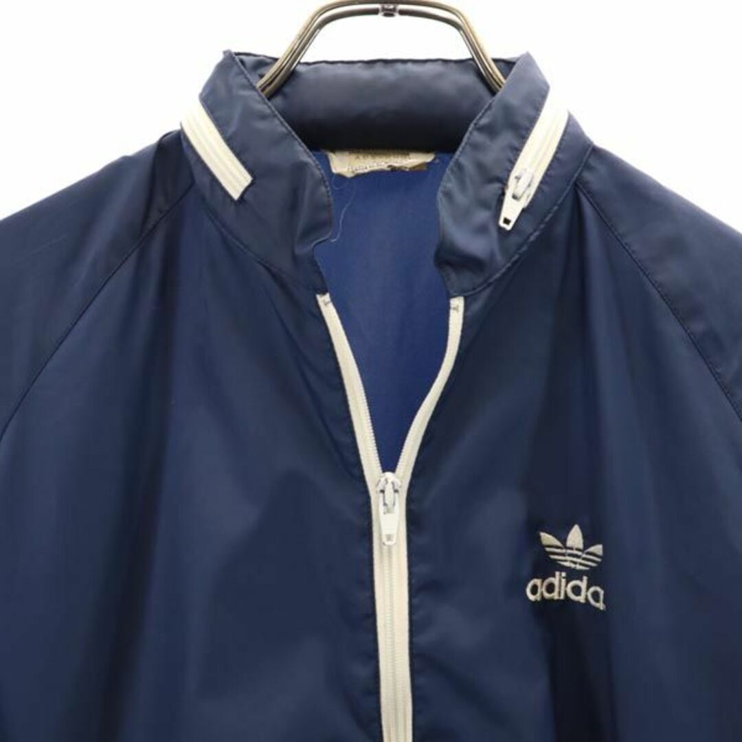 アディダス 70s 80s デサント製 ヴィンテージ トレフォイル ロゴ ナイロンジャケット S ネイビー系 adidas メンズ 【中古】  【230921】