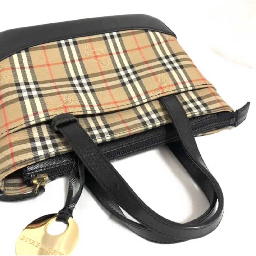 BURBERRY(バーバリー)のバーバリー ハンドバッグ キャンバス レザー トートバッグ レディースのバッグ(トートバッグ)の商品写真